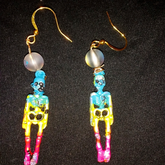 Pansexual skeleton earrings - Picture 1 of 2